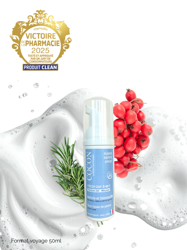 Mousse Nettoyante 2-en-1 FRESH DAY- 50ml- Format voyage